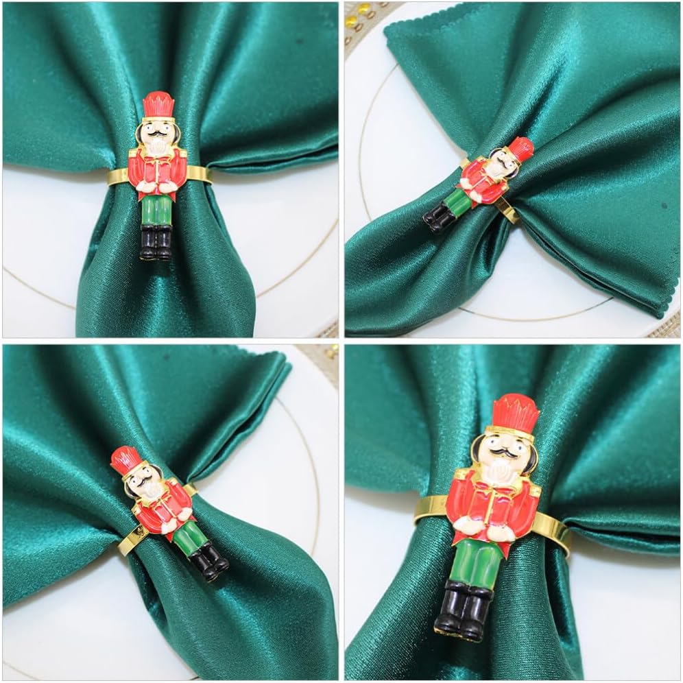 EXCEART Servilleteros de cascanueces de Navidad, 4 servilleteros de Navidad, anillos de mesa para suministros de fiesta de Navidad