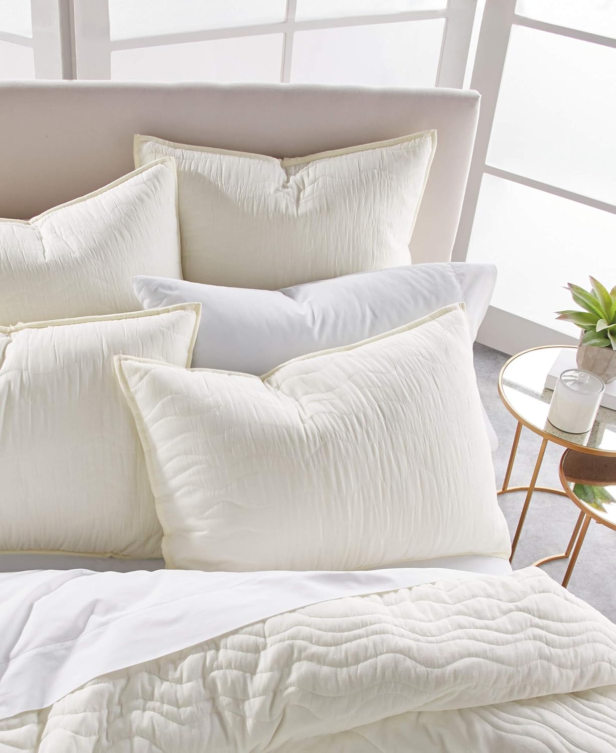DKNY Funda de almohada de gasa de algodón, estándar, natural
