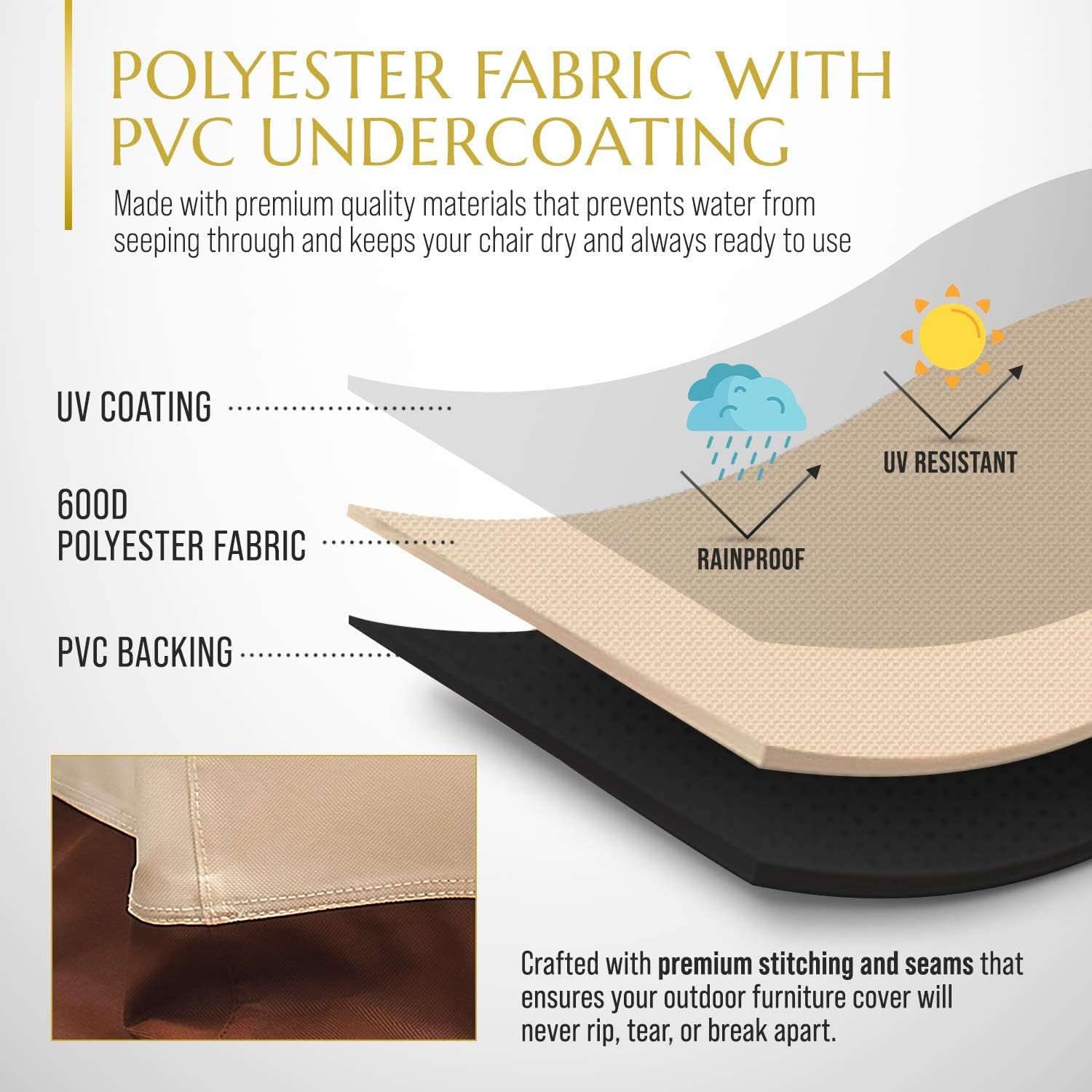 Signature Living Funda de asiento impermeable para sofá de patio y amor, resistente, de poliéster con revestimiento UV para muebles de exterior para