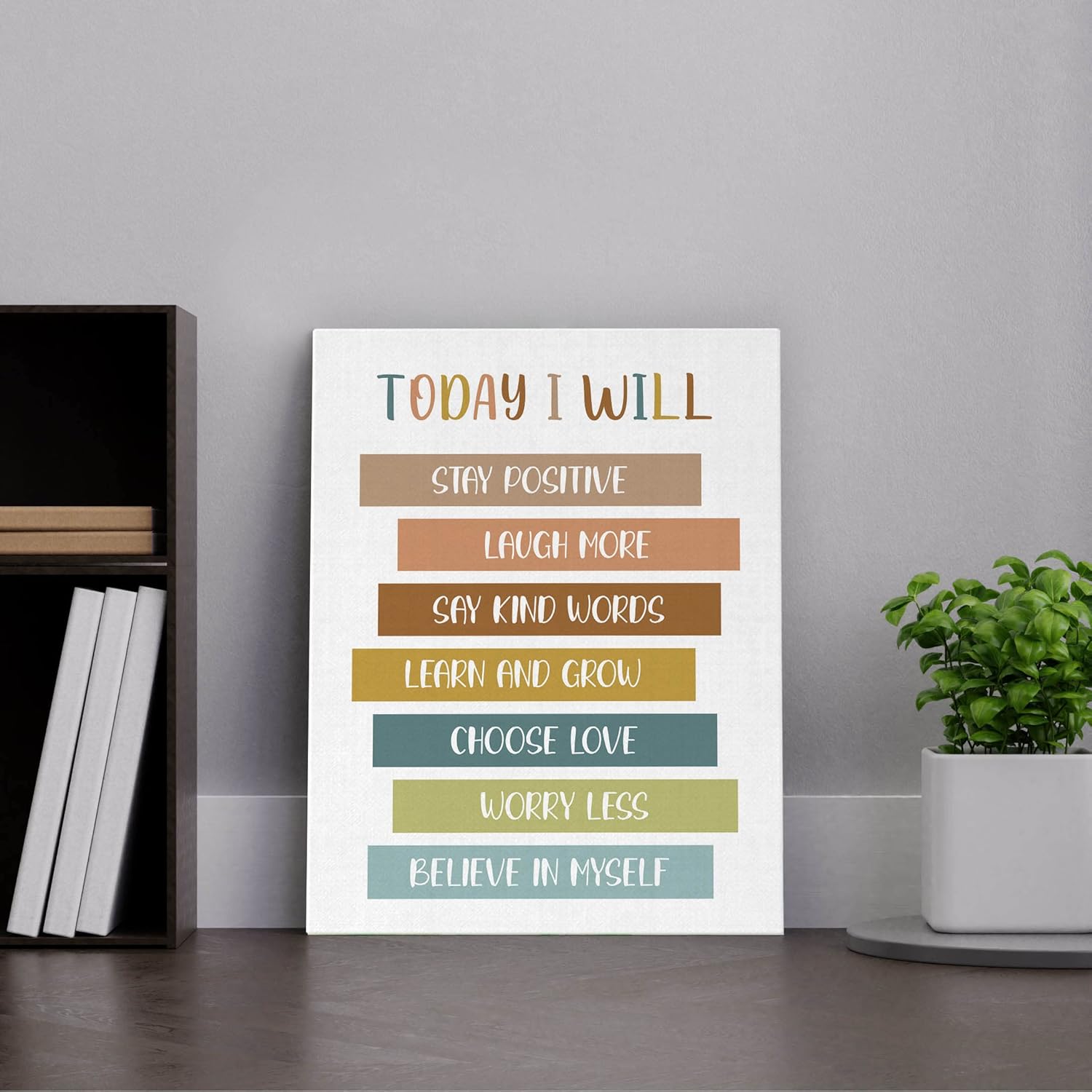 HONLUNG Lienzo decorativo para pared con frase inspiradora Today I Will, de 11 x 14 pulgadas, con frase motivacional positiva, decoración bohemia