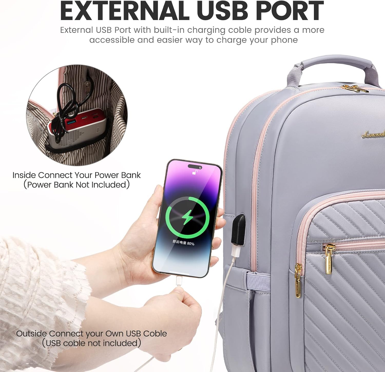 LOVEVOOK Mochila para laptop de 17.3 pulgadas para mujer, bonita mochila de viaje para mujer, bolsa profesional para computadora portátil,