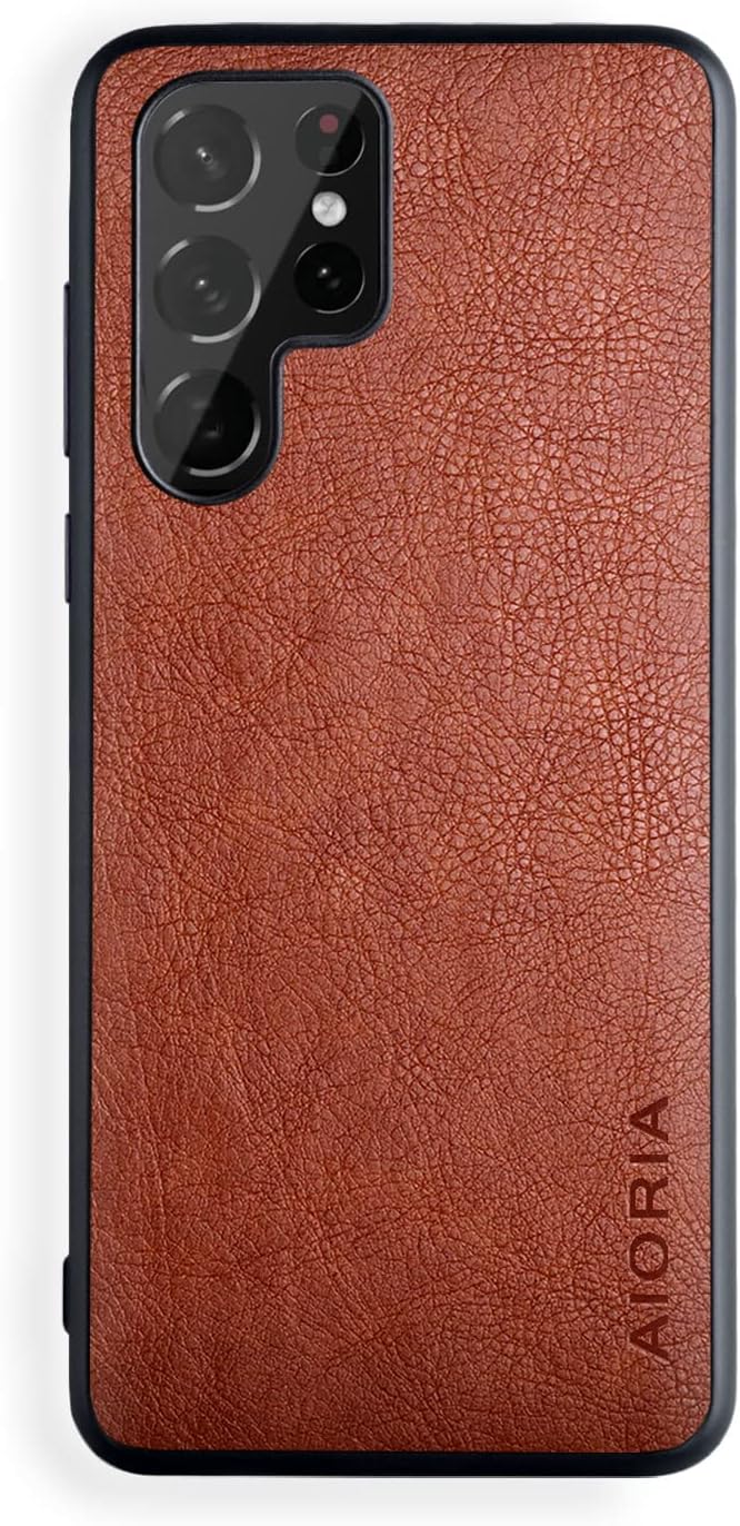 AIORIA Funda para Samsung Galaxy S23 Ultra, pantalla de 6.8 pulgadas, funda de piel sintética de alta calidad, diseño retro de negocios, funda