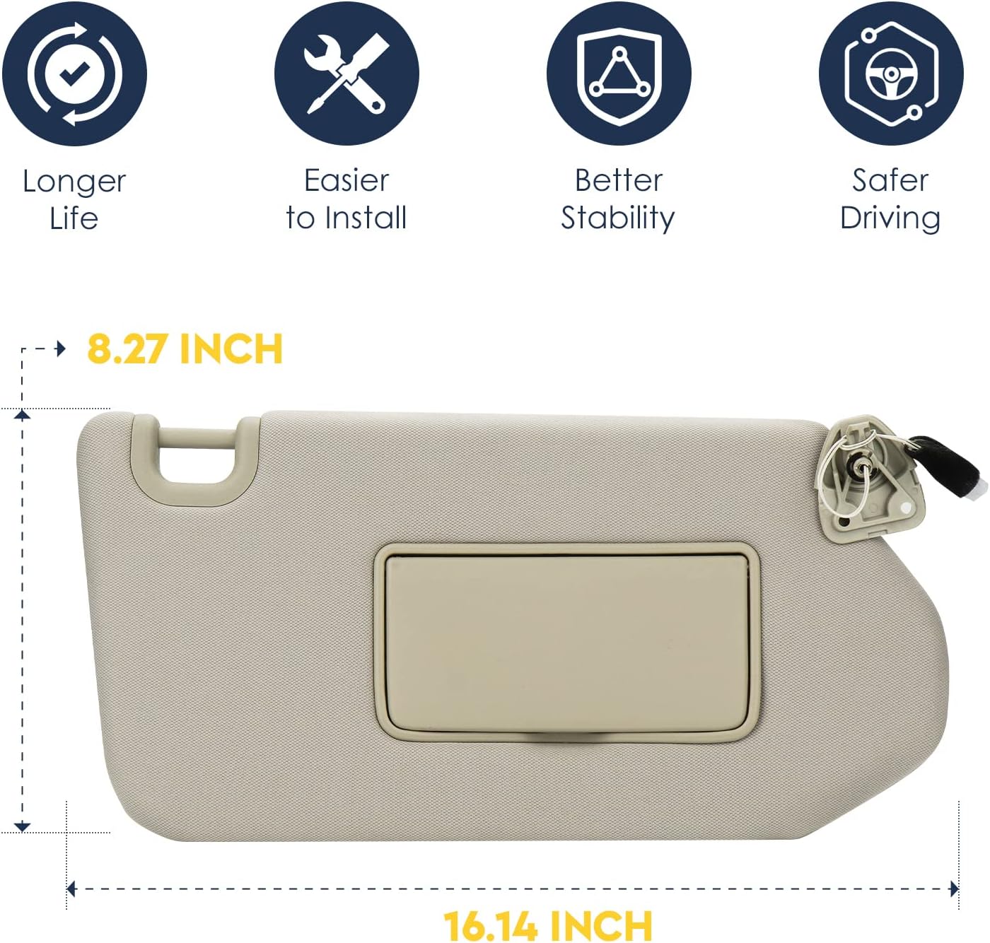 Visera solar del lado del pasajero derecho con ajuste ligero para Nissan Pathfinder 2013-2018, para Infiniti QX60 2014-2017, JX35 2013, reemplaza