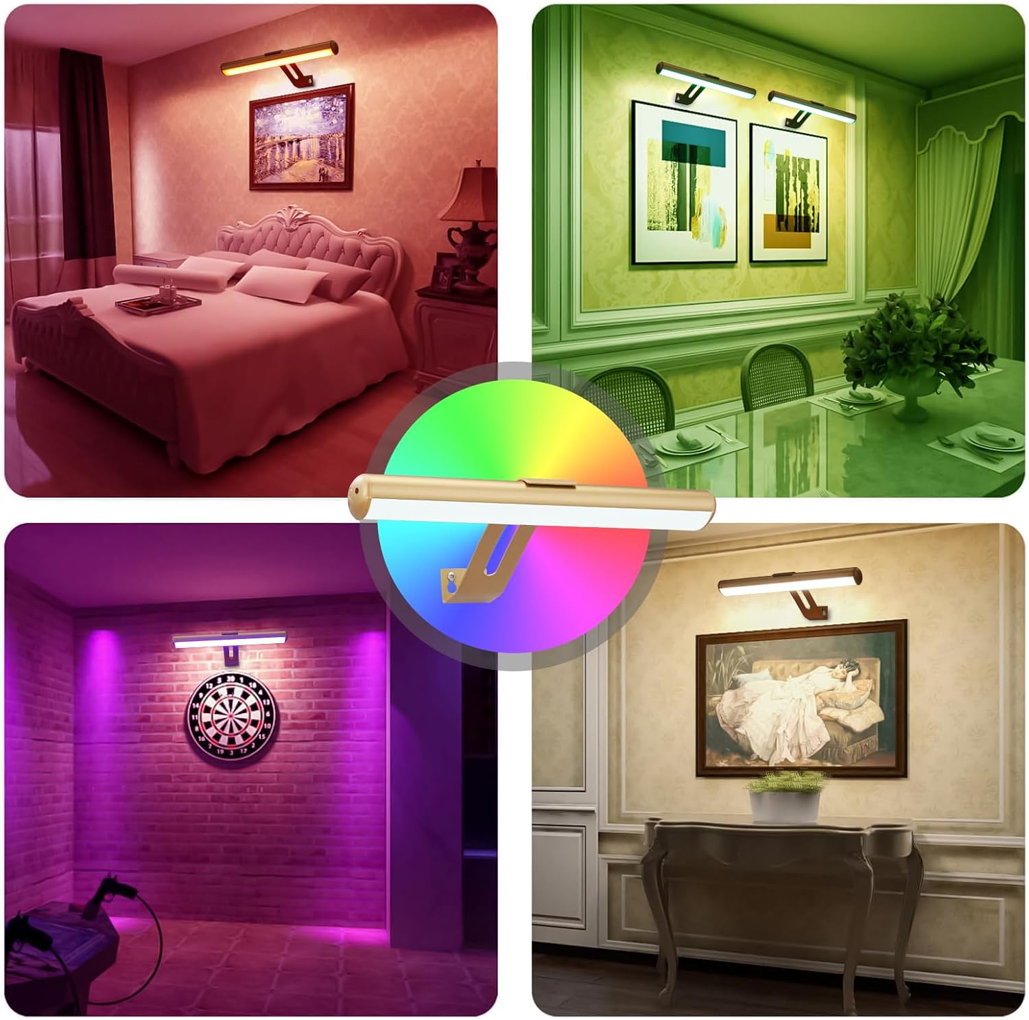 ZOCALOK Luz de imagen funciona con pilas, luces de imagen para pared, luz de imagen inalámbrica con control remoto para pinturas, 48 LED, 16 colores