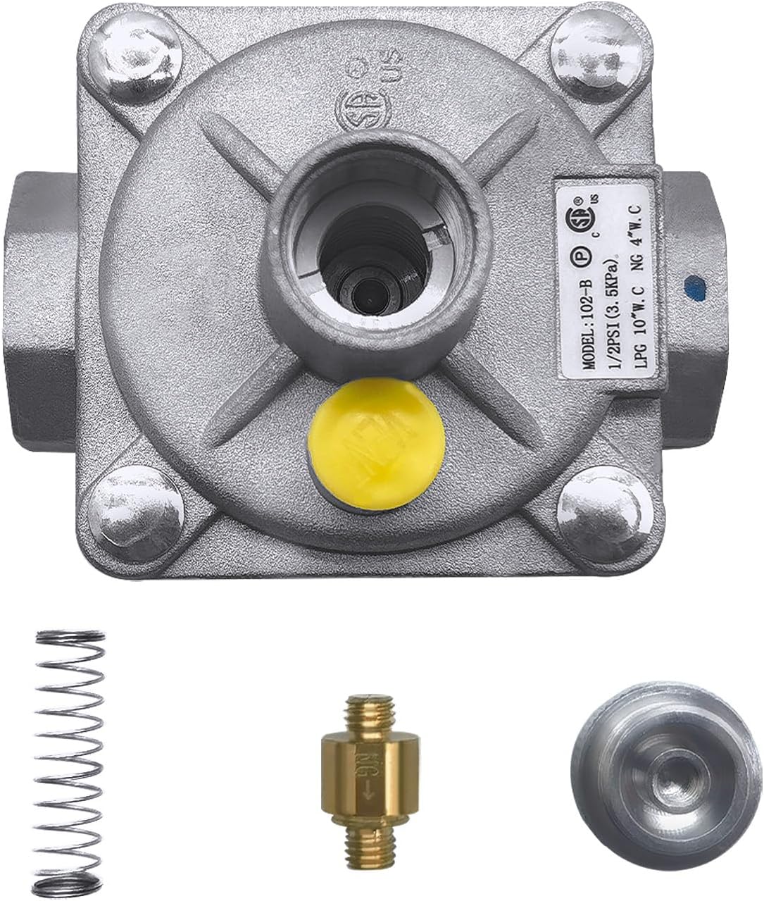 Acesidn Regulador de presión de gas natural a LP de 12 pulgada para parrilla, se adapta a reguladores de gas LP NG, presión de entrada de 12 PSI,