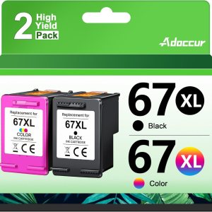 Adoccur Cartuchos de tinta 67XL de repuesto para HP Ink 67 67XL para HP DeskJet 2755e 2755 2700 2700e 2734e 4155e 4155 Envy 6055e 6455e 6400 6075 Adoccur Cartuchos de tinta 67XL de repuesto para HP Ink 67 67XL para HP DeskJet 2755e 2755 2700 2700e 2734e 4155e 4155 Envy 6055e 6455e 6400 6075