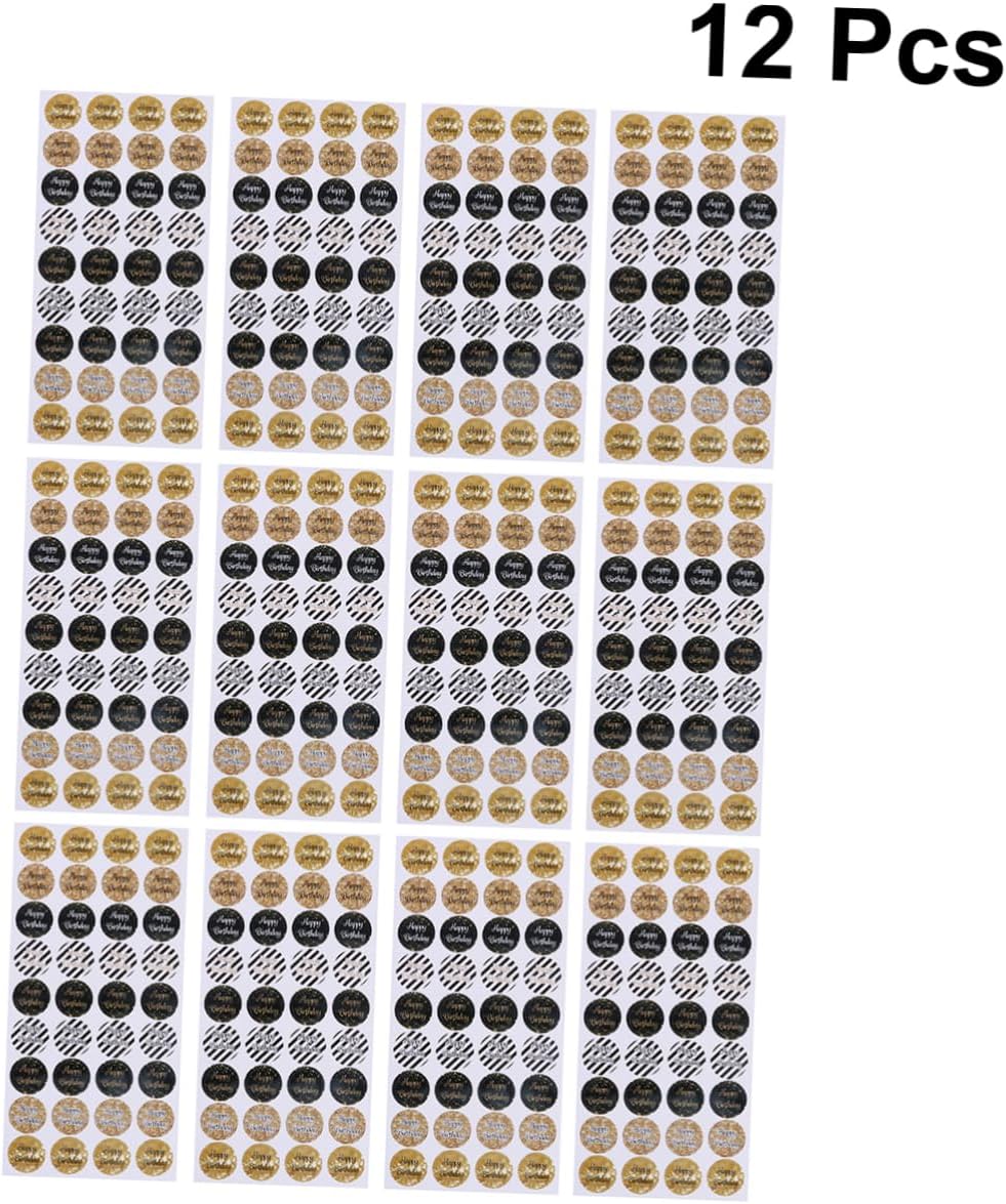 STOBOK 36 Sheets Birthday Labels Stickers Birthday Round Sticker Envelopes Stickers Present Labels Kraft Paper Sticker Sealing Labels Birthday Candy