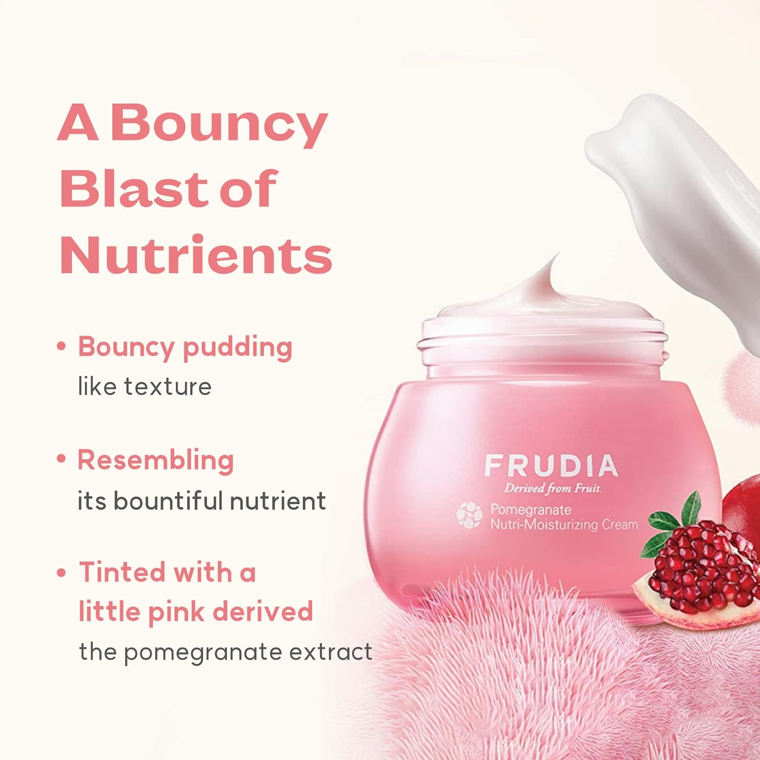 FRUDIA WELCOS Crema facial nutri-hidratante de granada  Hidratante facial para firmeza de la piel y vitalidad, crema hidratante facial coreana para