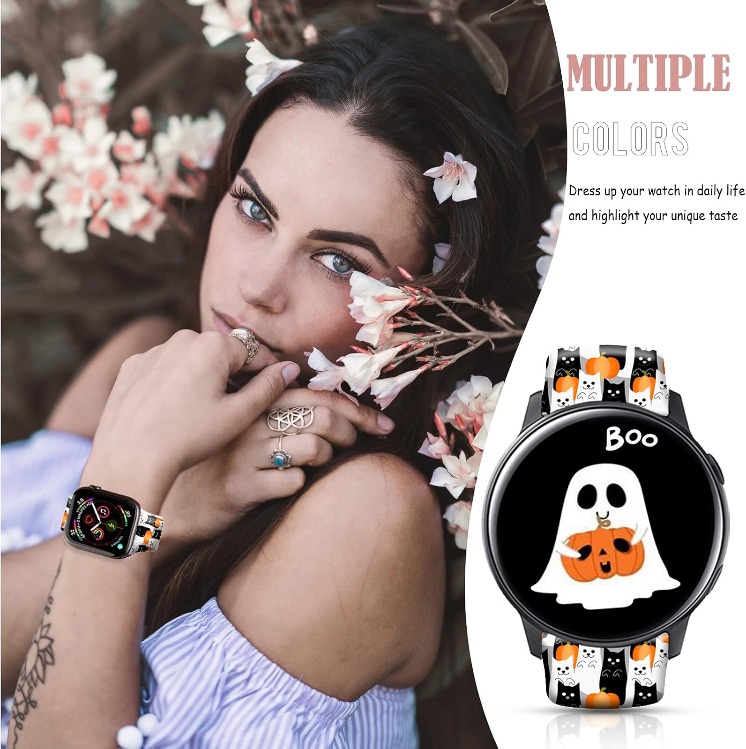 Correa deportiva de repuesto de silicona floral de Navidad de 0.78 pulgadas compatible con Samsung Galaxy Watch 3 de 1.614 pulgadasSamsung Active 2
