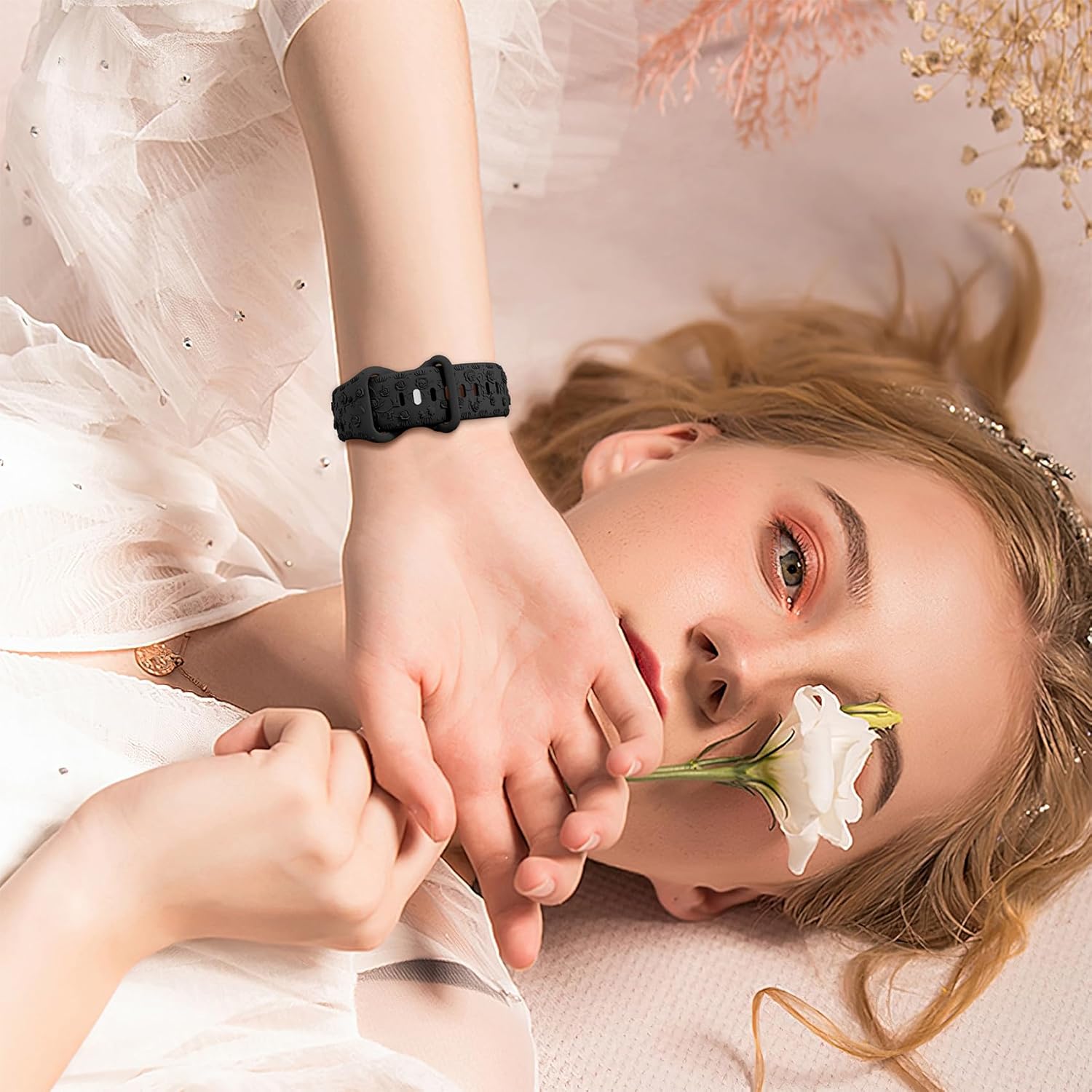 Lindas correas florales para Apple Watch Band para mujeres de 1.575 in 1.614 in 1.496 in 1.772 in 1.732 in 1.654 in Ultra2 1.929 in para niñas y