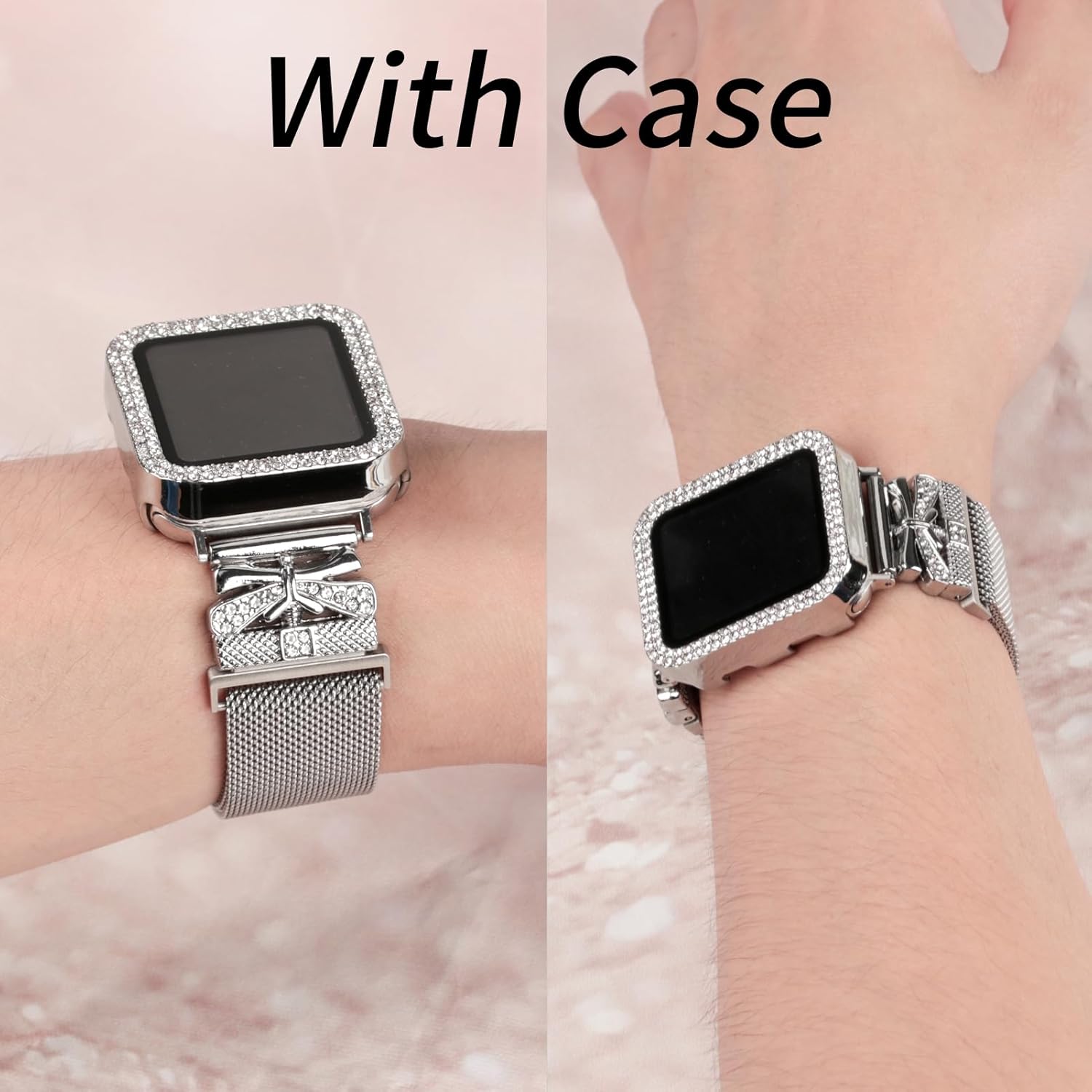 Correa magnética para mujer compatible con Apple Watch Band 1.496 in 1.575 in 1.614 in 1.654 in 1.732 in 1.772 in, correa de acero inoxidable