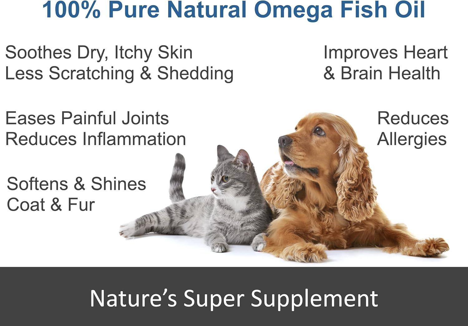Aceite de pescado 100% puro, con omega 3, 6 y 9 para perros y gatos, 32 onza