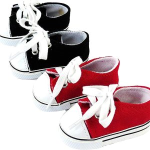 American Fashion World Zapatillas rojas y negras para muñecas de 18 pulgadas, paquete de 2, calidad premium y diseño moderno, zapatos de muñeca, American Fashion World Zapatillas rojas y negras para muñecas de 18 pulgadas, paquete de 2, calidad premium y diseño moderno, zapatos de muñeca,
