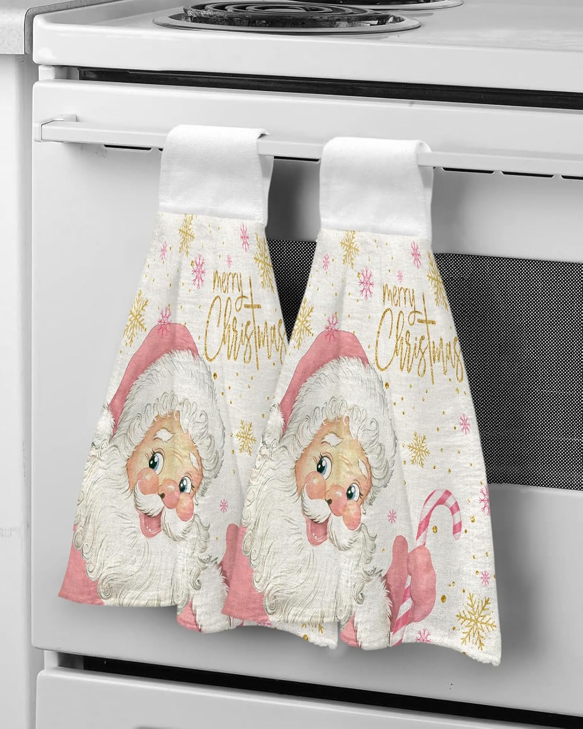 Toalla de mano de Navidad con lazo para colgar, juego de 1 toalla absorbente de cocina para baño, barra de té, lavandería