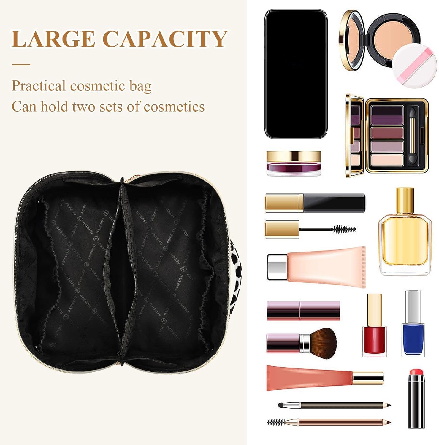Bolsa de maquillaje de rombos, bolsas de maquillaje portátiles de gran capacidad para mujeres y niñas, estuche de cosméticos multifuncional de