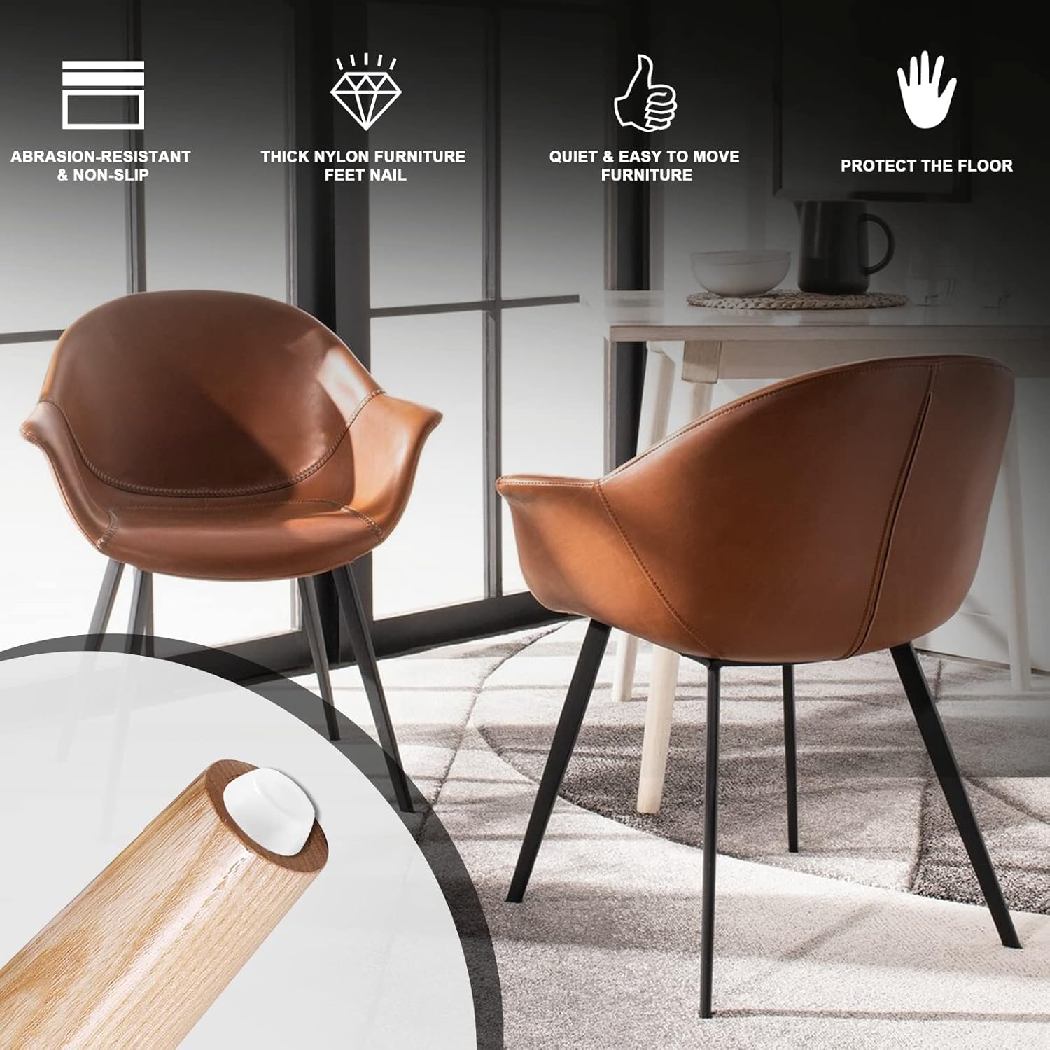 Waziaqoc 60 deslizadores de nailon para muebles, para uñas blancas en muebles, redondas, 0.630 in x 0.197 in, patas de muebles, protectores de