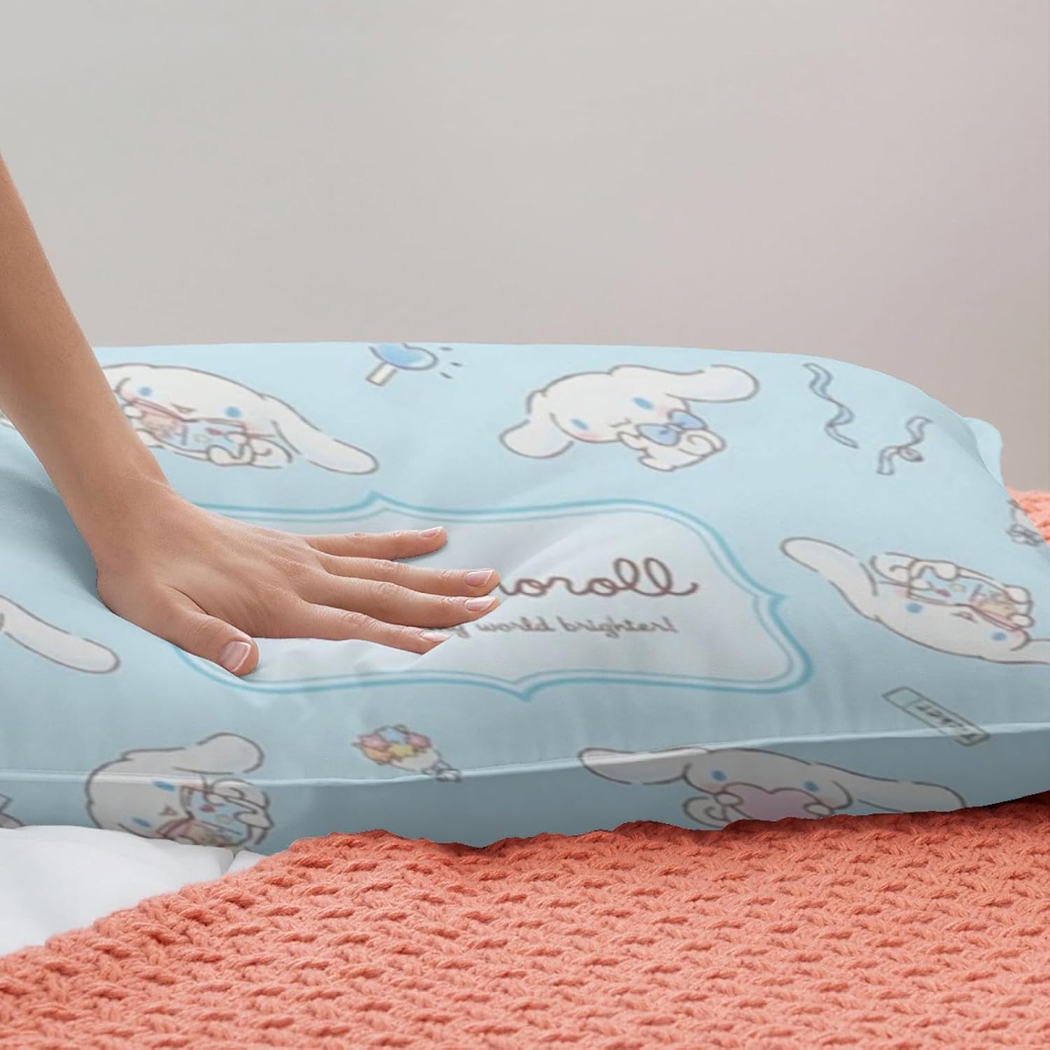 RIDD Cinnamoroll – Juego de funda de edredón para niños, juego de cama de doble cara con bonito estampado de dibujos animados, ropa de cama suave y
