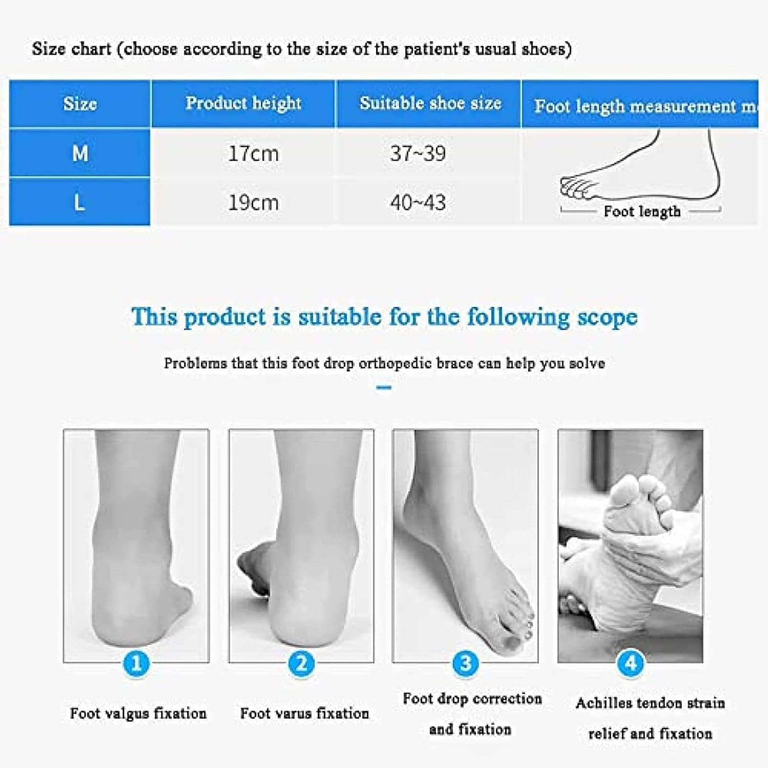 Soporte ortopédico de caída de pie, soporte de férula de ortesis de tobillo, corrector de tobillo ajustable para hemiplejía, zapatos de accidente