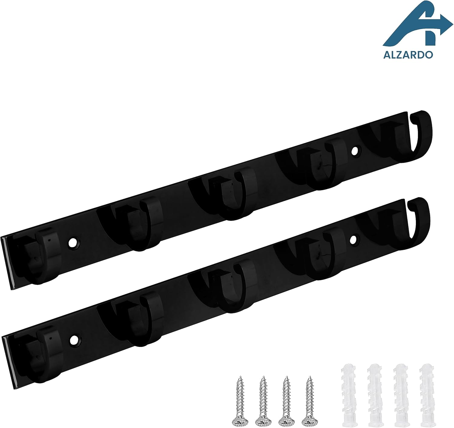 Paquete de 2 percheros resistentes para montar en la pared, estante de acero inoxidable con 5 ganchos en forma de C para abrigos, toallas, llaves y