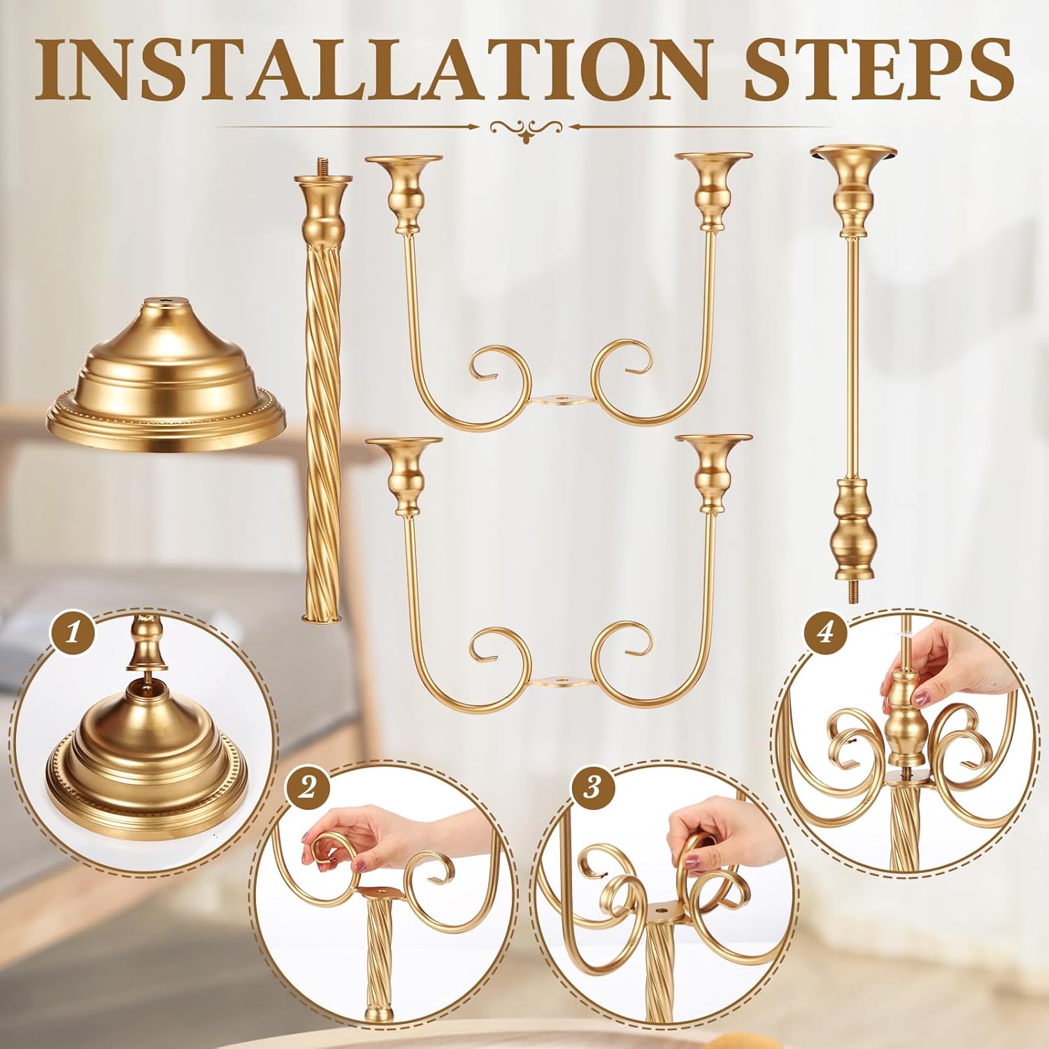 Rtteri 6 candelabros dorados de metal para velas cónicas para centros de mesa, bodas, Navidad, vacaciones, fiesta de cumpleaños (5 brazos, 12.2 x