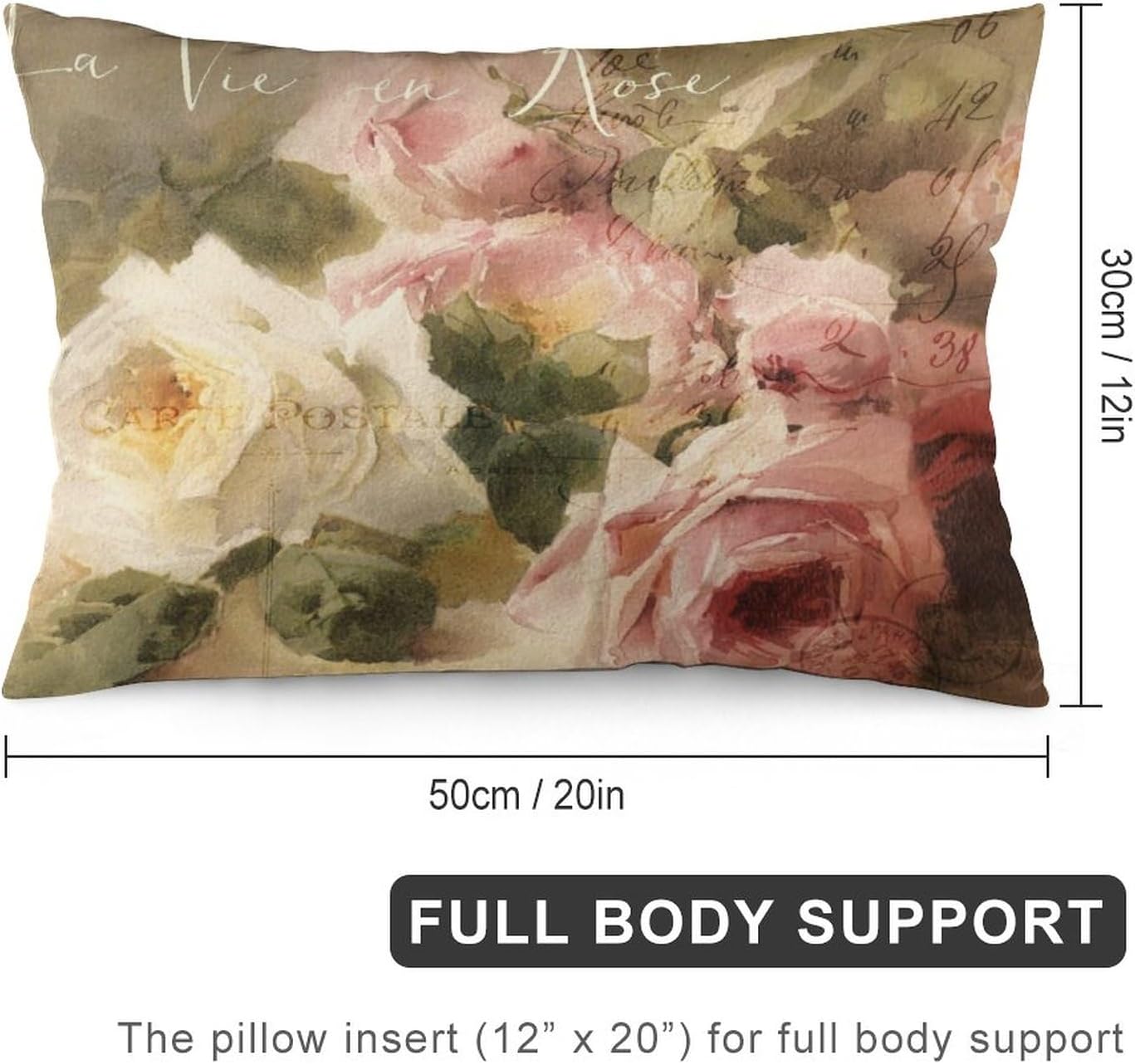 Wreioau Funda de almohada decorativa con diseño de rosas Shabby Chic para decoración del hogar, para sala de estar, sofá, coche, acogedora funda de