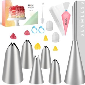 RFAQK Juego de puntas de tubería para principiantes, sin costuras, sin juntas, juego de puntas para decoración de pasteles y galletas RFAQK Juego de puntas de tubería para principiantes, sin costuras, sin juntas, juego de puntas para decoración de pasteles y galletas