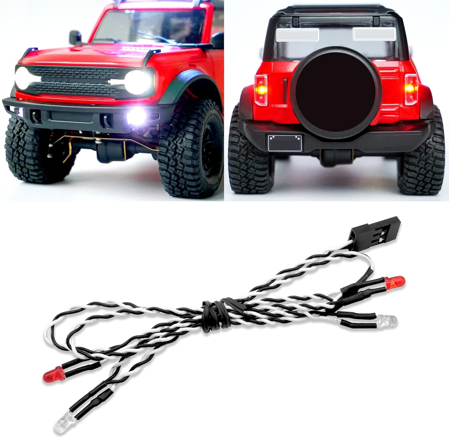 OGRC – Kit de faros traseros LED a control remoto, luz delantera y trasera RC para TRX4M 118 RC Crawler piezas de actualización de automóvil (blanco
