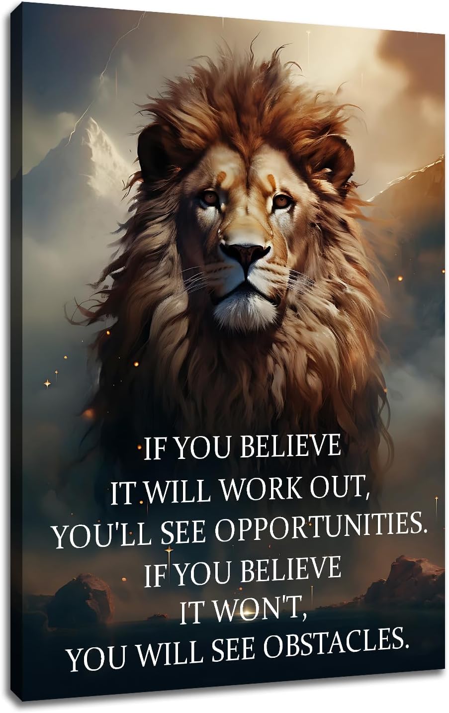Lienzo decorativo para pared, diseño de león, con citas motivacionales, para la oficina, póster impreso con texto inspirador, pintura para el hogar,