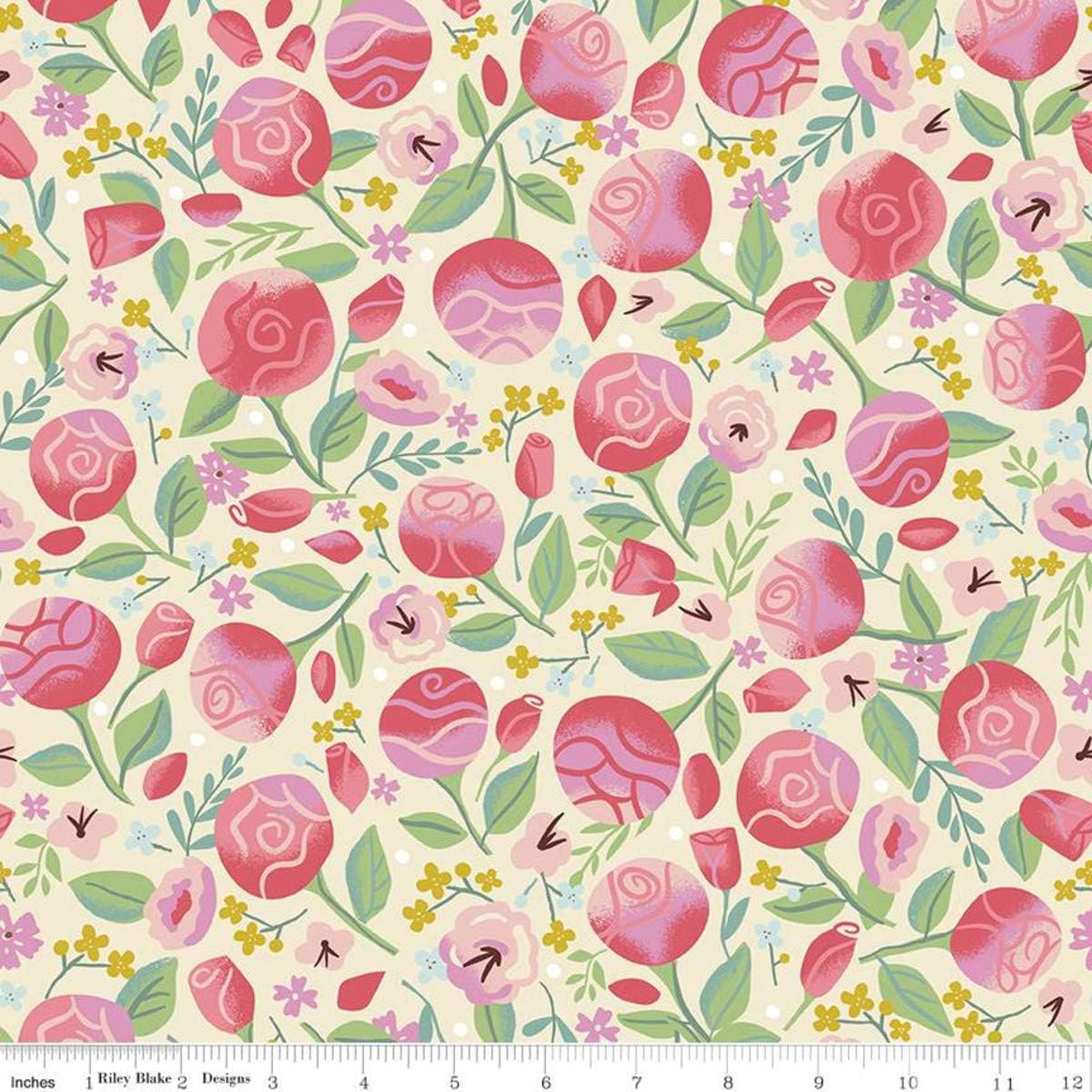 Beauty and The Beast Roses Cream Blake Designs – Tela acolchada de The Yard