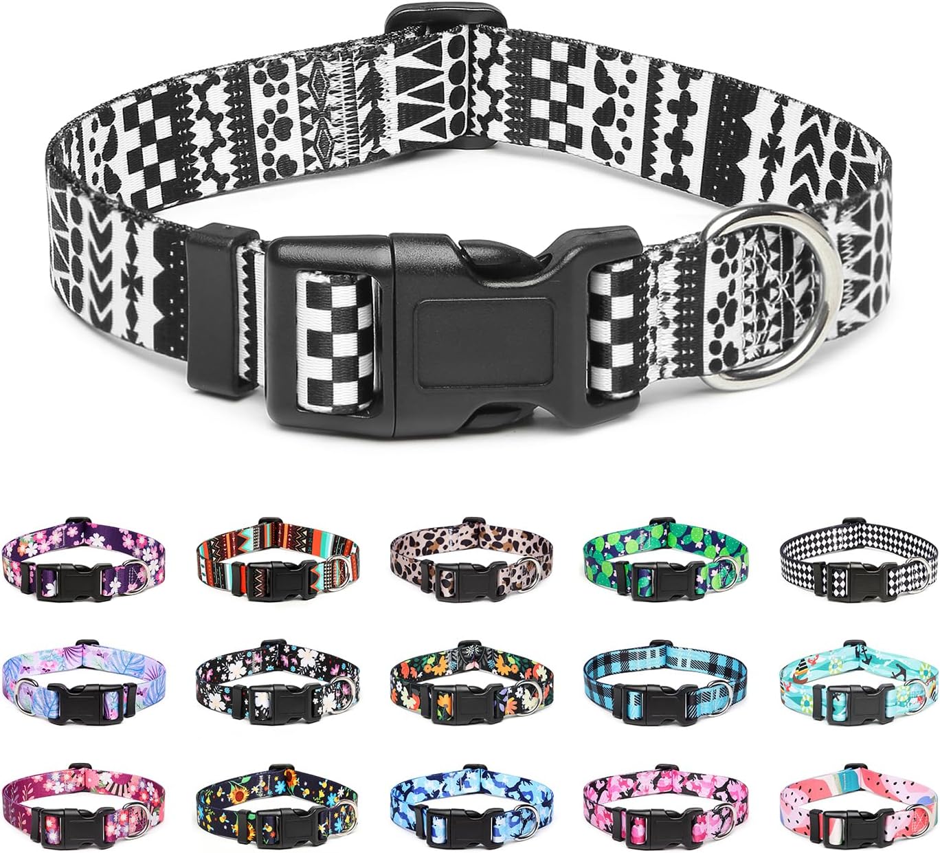 Collar ajustable para perro, patrones de diseño especial, collar de nailon suave cómodo y duradero para mascotas para perros pequeños, medianos y