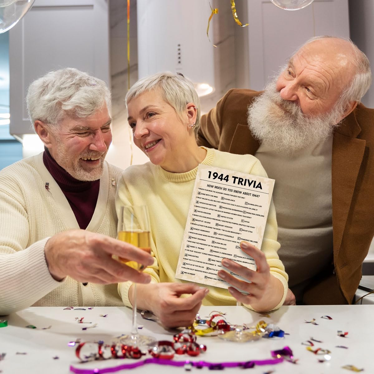 Juegos de fiesta de cumpleaños número 80, juegos de trivia de 1943, suministros de fiesta de cumpleaños para adultos, divertido juego de fiesta de