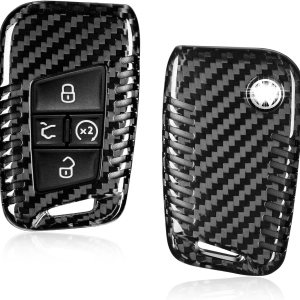 Funda para llavero VW Atlas, funda de fibra de carbono real para Volkswagen con llavero, protector de llavero para Tiguan (2022-2024) para Atlas Funda para llavero VW Atlas, funda de fibra de carbono real para Volkswagen con llavero, protector de llavero para Tiguan (2022-2024) para Atlas