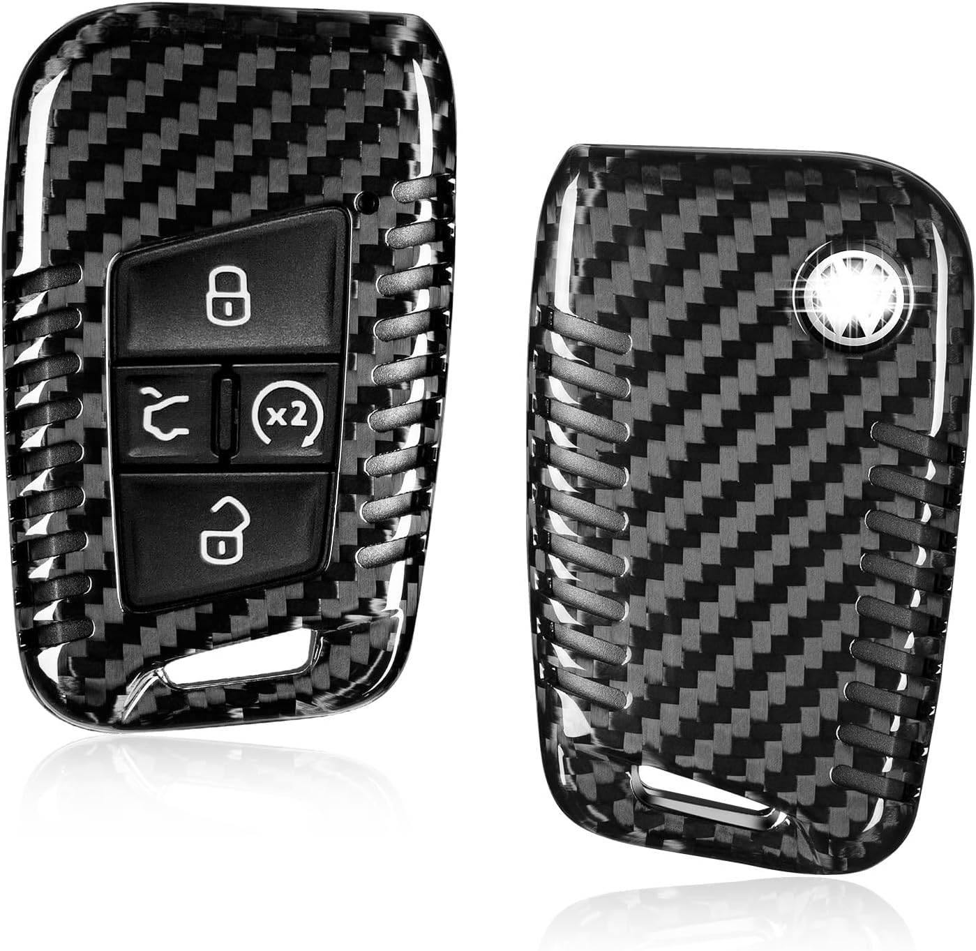 Funda para llavero VW Atlas, funda de fibra de carbono real para Volkswagen con llavero, protector de llavero para Tiguan (2022-2024) para Atlas
