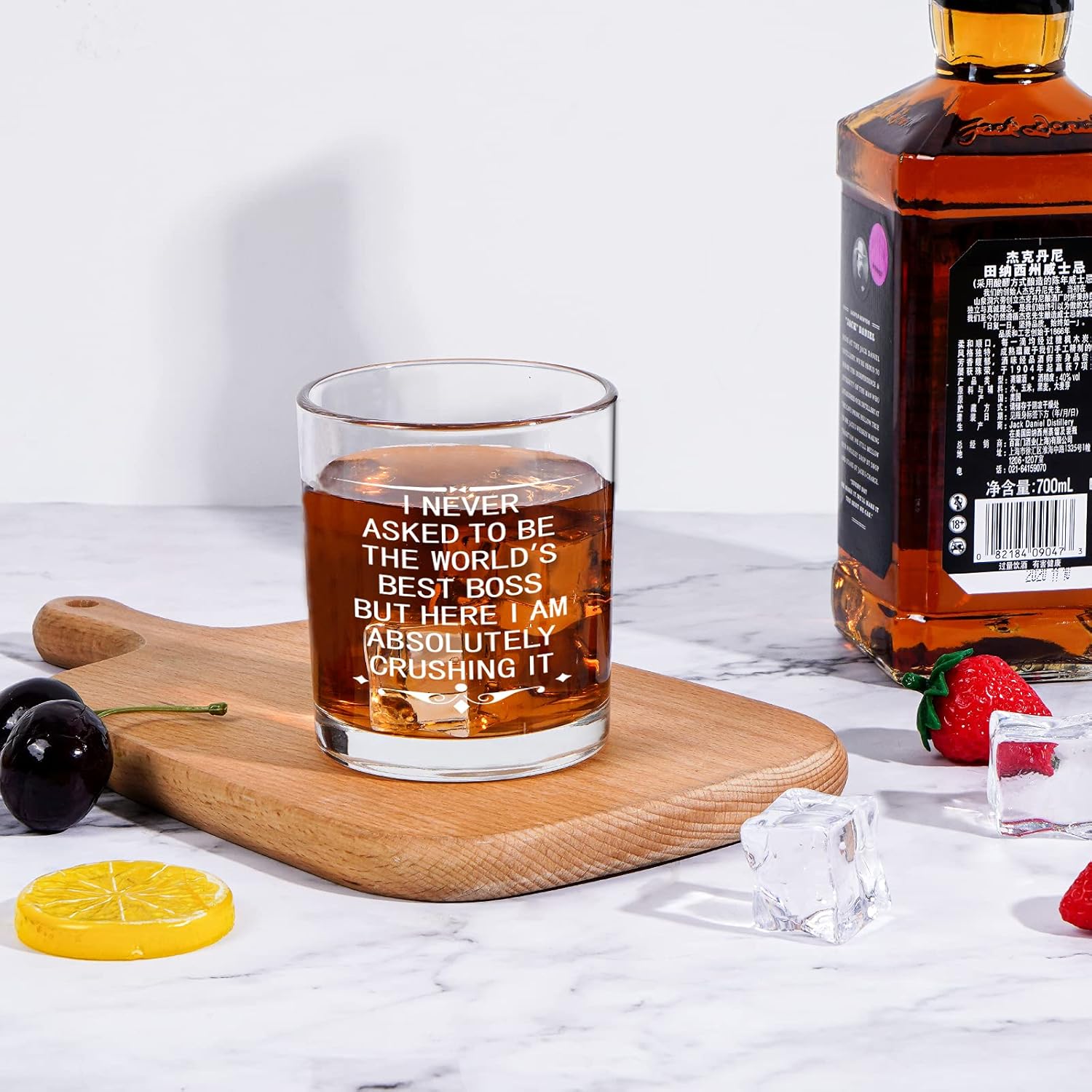 Modwnfy Funny Boss – Vaso de whisky para el día del jefe, vaso antiguo de 10 onzas, el mejor whisky del mundo en el día del jefe, Navidad,