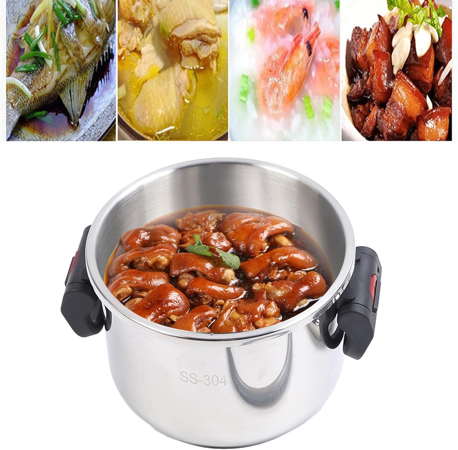 Olla de cocción a presión, mango plegable, olla de cocción a presión de inducción para cocina llama abierta (9L)