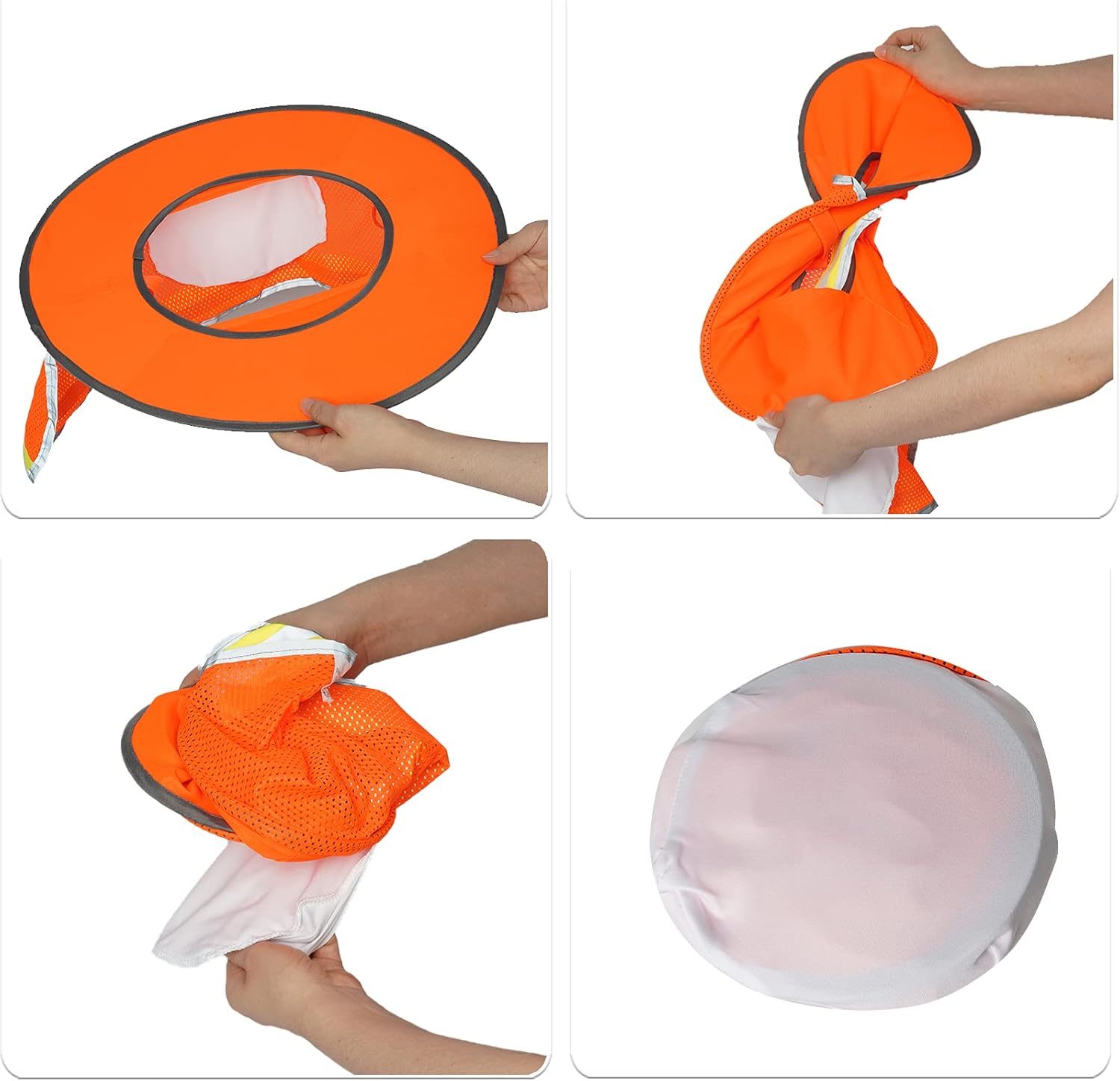Paquete de 3 sombreros de malla de ala completa, parasol de cuello de alta visibilidad con rayas reflectantes para cascos
