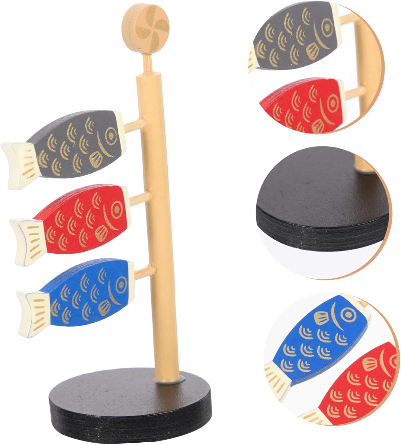 Garneck 4 unids carpa serpentina decoración madera lugar titular meditación cojín carpa japonesa windsock figurines carpa japonesa banner pescado