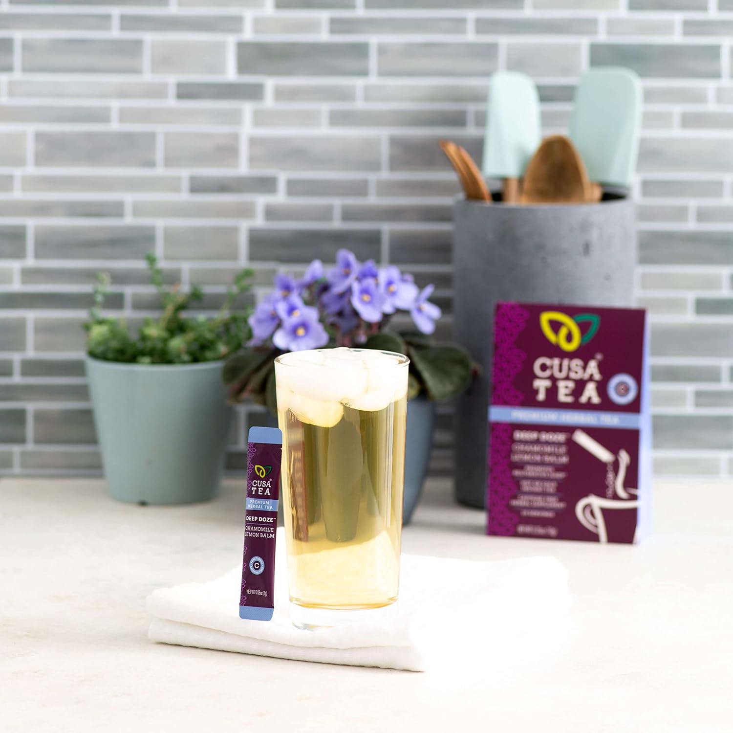 Cusa Tea & Coffee  Deep Doze Herbal Tea  Té instantáneo sin cafeína premium  Té caliente y helado sin azúcar añadido (30 porciones individuales)