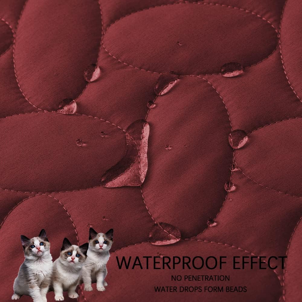 Ameritex Funda de cama para mascotas, manta para cama de perro, para sofá y muebles, impermeable, nuevo diseño de patrón (68 x 82 pulgadas, borgoña)