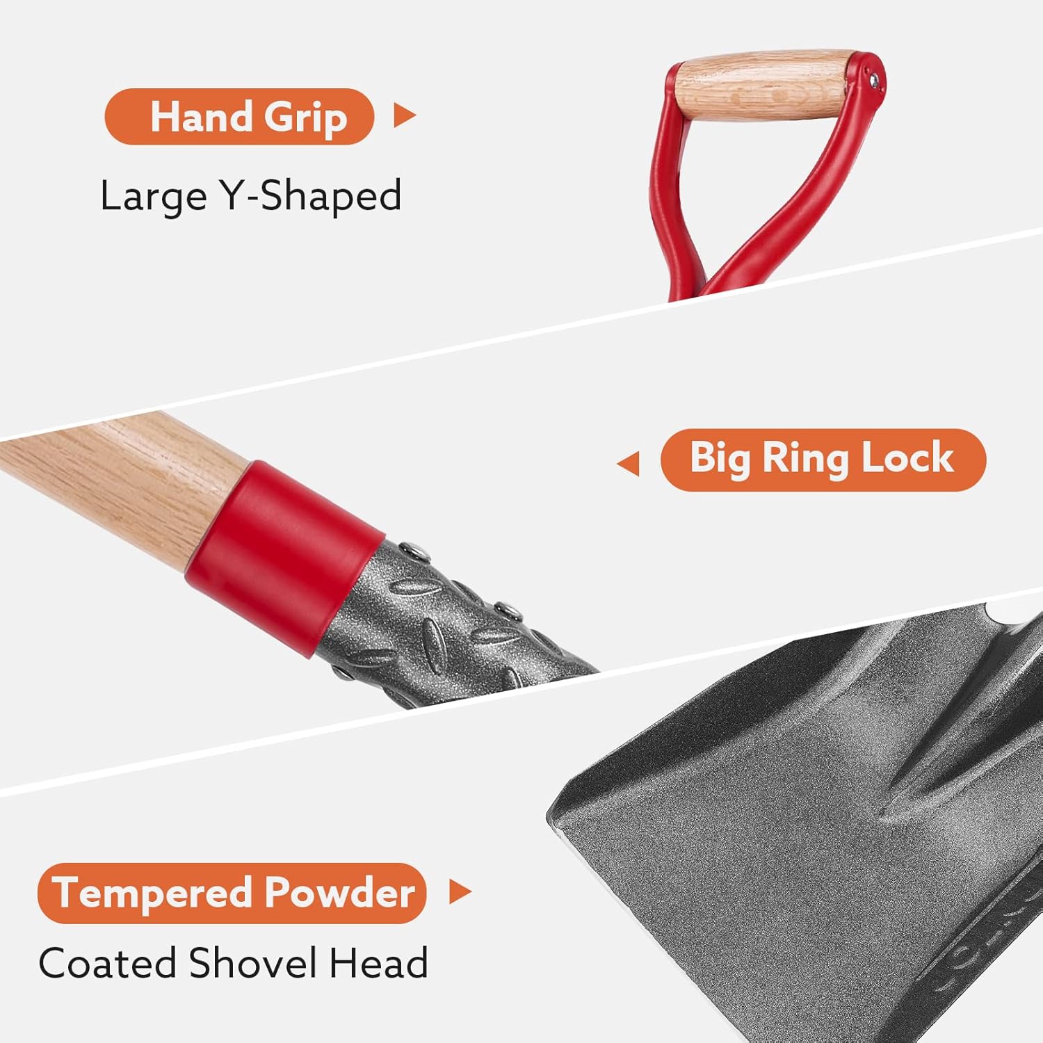 HANTOP Pala de transferencia resistente Pala multifuncional Pala cuadrada Pala plana para jardinería limpieza de bordes, 43 pulgadas