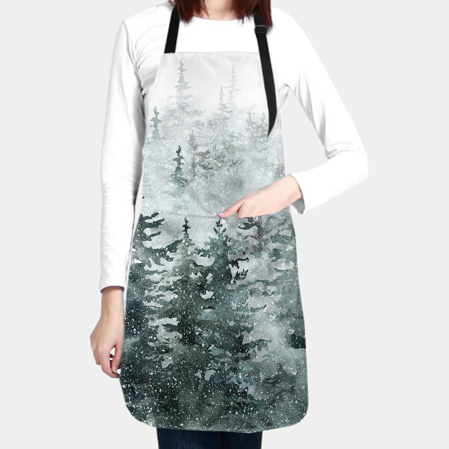 Giwawa Kitchen Cooking Pockets Apron Adult Adjustable Aprons for Home Grilling Baking