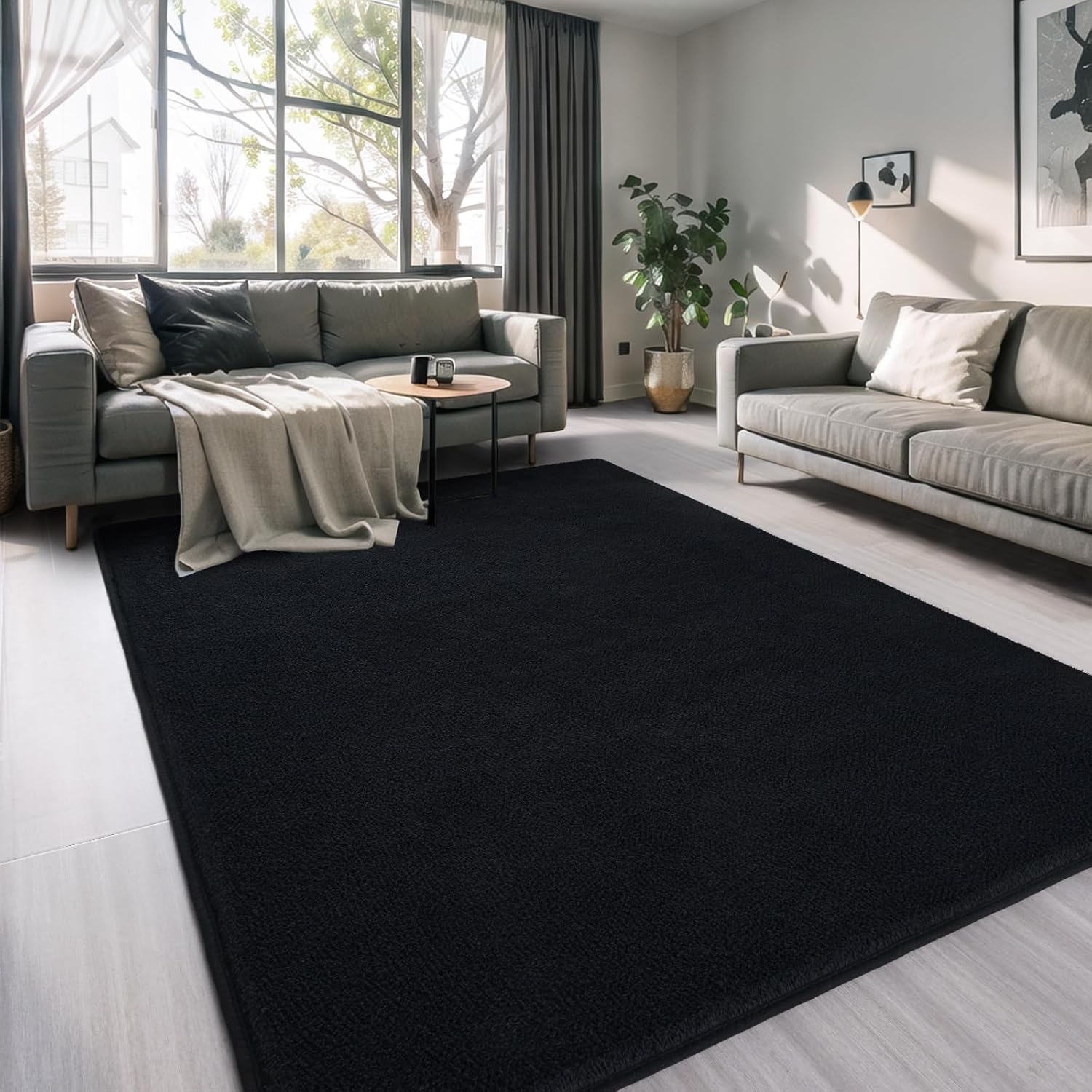 AROGAN Alfombra moderna de pelo largo para sala de estar, alfombras lavables de 5 x 7 pies, para dormitorio, para interiores, alfombras de espuma