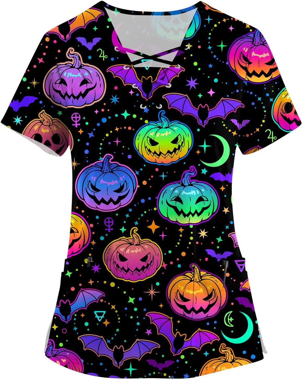 Scrub Top Tops Scrub Tops for Women Short Sleeve Working Uniform with Pocket