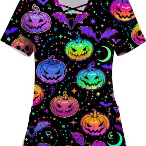 Scrub Top Tops Scrub Tops for Women Short Sleeve Working Uniform with Pocket Scrub Top Tops Scrub Tops for Women Short Sleeve Working Uniform with Pocket