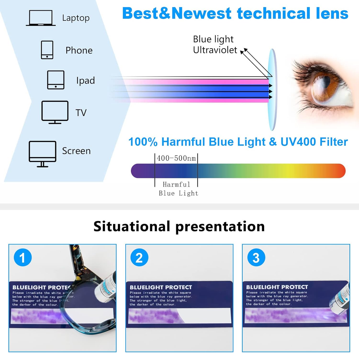 REAVEE Paquete de 3 lentes de lectura retro de gran tamaño para mujer, bloqueo de luz azul, lindos, cuadrados, para lectura de computadora, bisagra