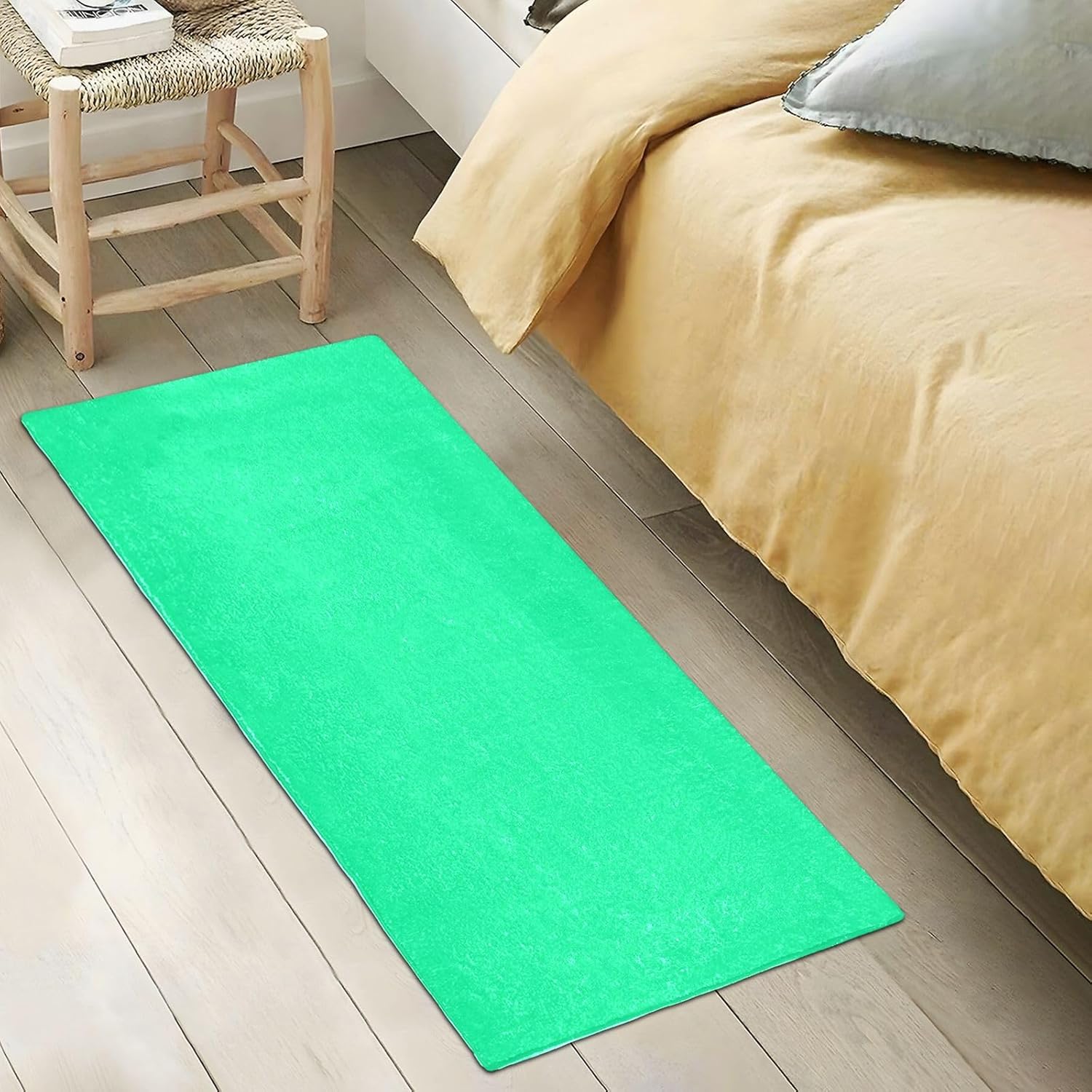 Alfombra de baño absorbente de color verde primavera, cómoda, antideslizante, duradera, suave, 39 x 20 pulgadas