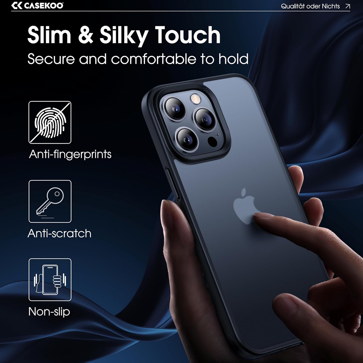 CASEKOO Funda mate para iPhone 15 Pro Max a prueba de golpes, nunca amarilla protección contra caídas de grado militar de 10 pies Funda translúcida
