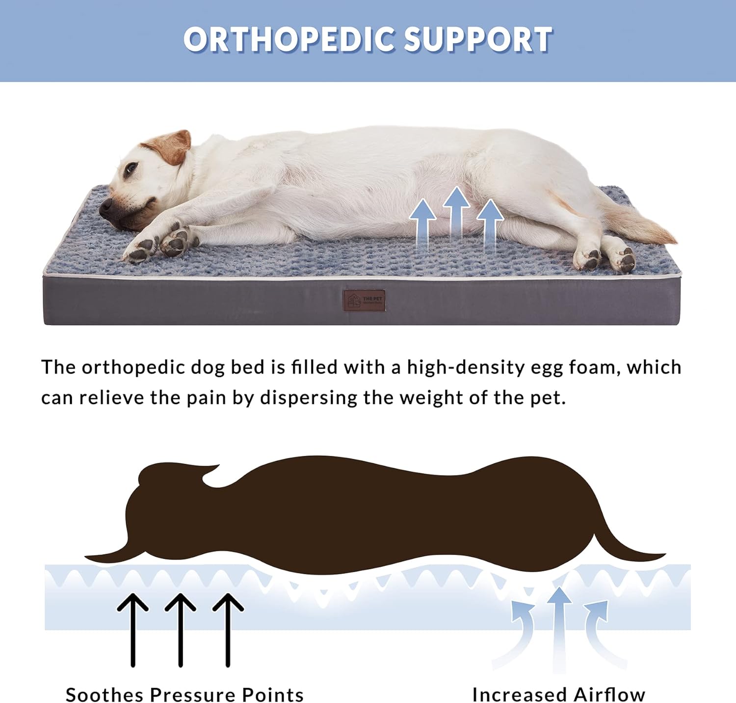 WESTERN HOME WH Cama ortopédica grande para perros medianos, grandes y extragrandes, alfombrilla de espuma para mascotas con funda extraíble de