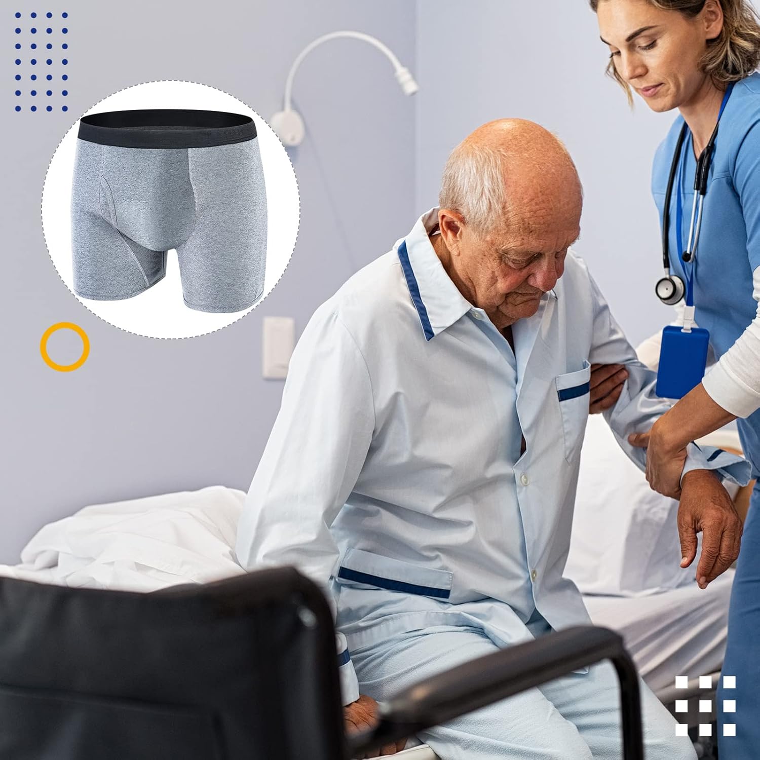 Ropa interior para incontinencia de 6 piezas para hombre, de absorción, lavable, a prueba de fugas, de algodón, protectora, ropa interior y ropa
