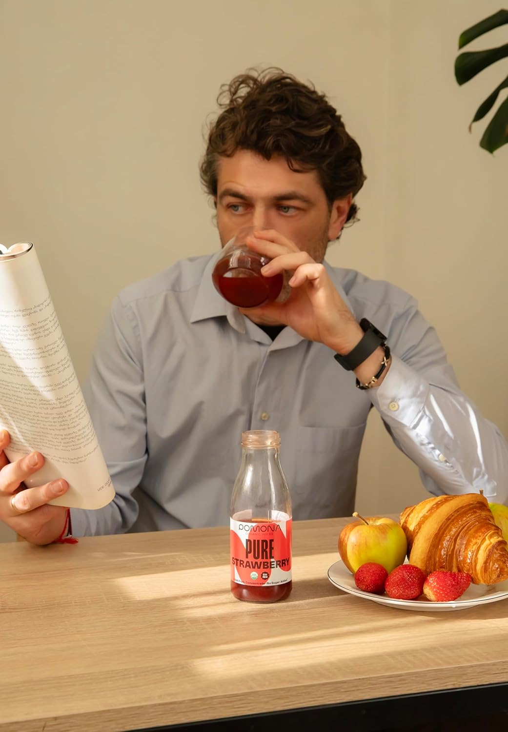 Pomona – Jugo de fresa orgánico (paquete de 12), jugos orgánicos USDA prensados en frío con 100% fresas, sin azúcar añadido, sin concentrado,